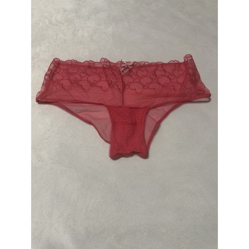 Victoria’s Secret PINK Heart Embroidered Mesh Hipster Panty Pink Size XL